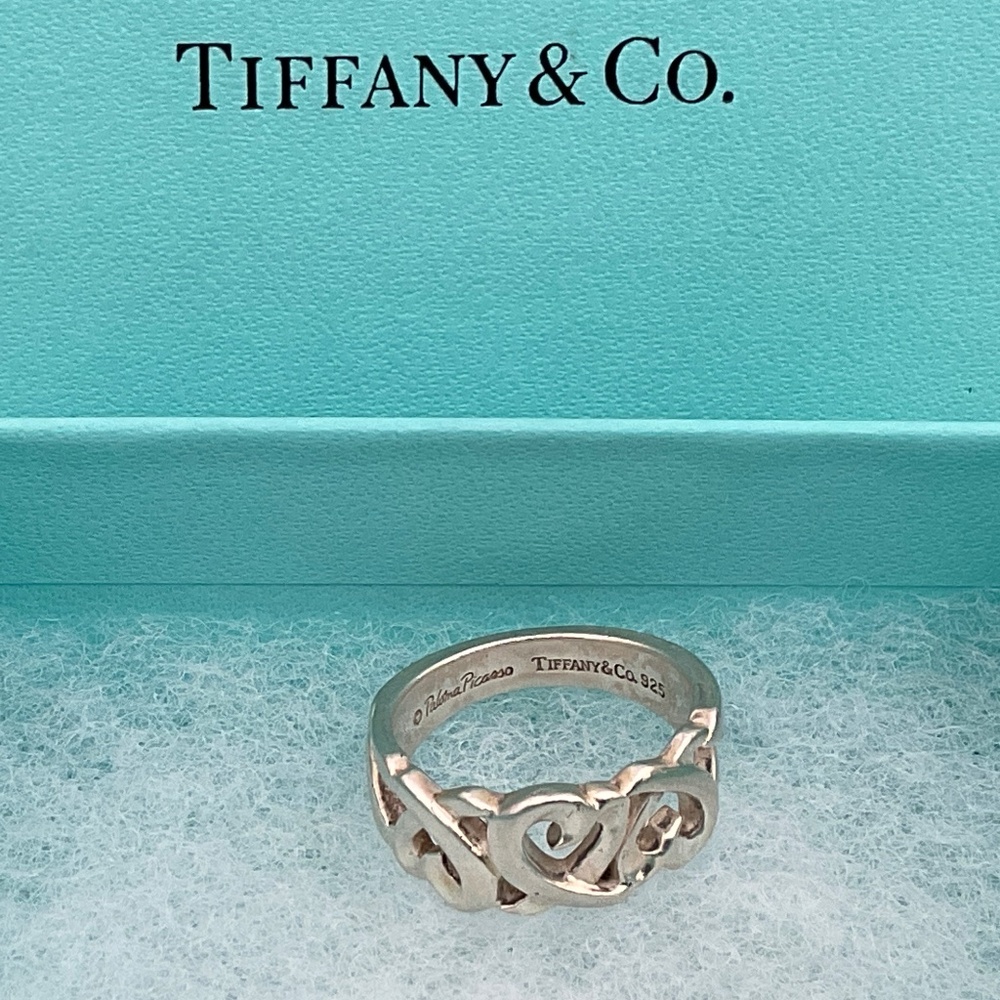 Tiffany & Co. Paloma Picasso Triple Heart Sterling Silver Ring